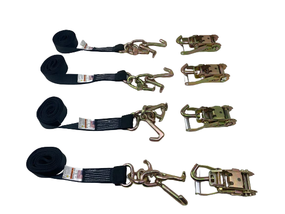 4PK 2" x 10' RTJ Diamond Weave Straps with Swivel-J Ratchets