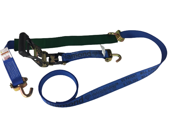 2” X 11’ Heavy Duty Ratchet handle Assembly with Swivel J Hooks and Low Profile Sleeve / Diamond Weave