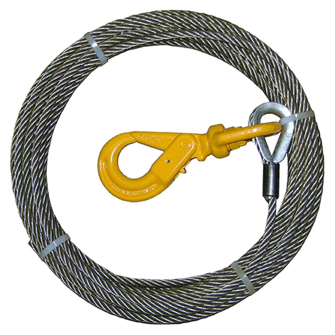 7/16" Fiber Wire Rope Assembly w/Self-Locking Swivel Hook