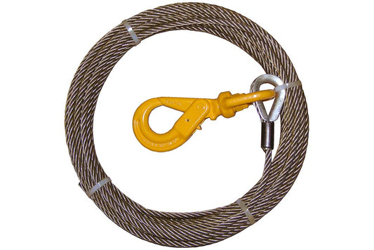 1/2" Steel Core Winch Cable with Self-Locking Swivel Hook