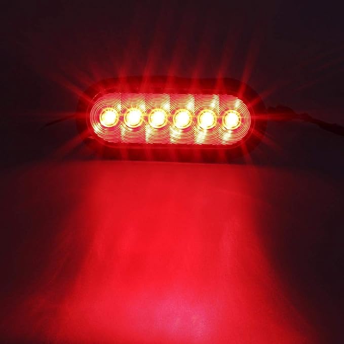 6 Inch Oval Red Led Trailer Tail Lights Smoked Sealed Grommet Mount Stop Turn Tail Brake Marker Lights