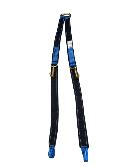 57" Tow V Strap Bridle with Sewn Loop Ends and Forged Mini J Hooks