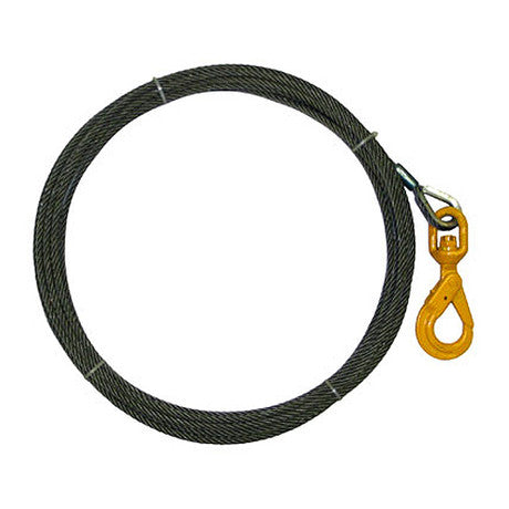 9/16" X 75' Winch Cable with Swivel Self Locking Hook