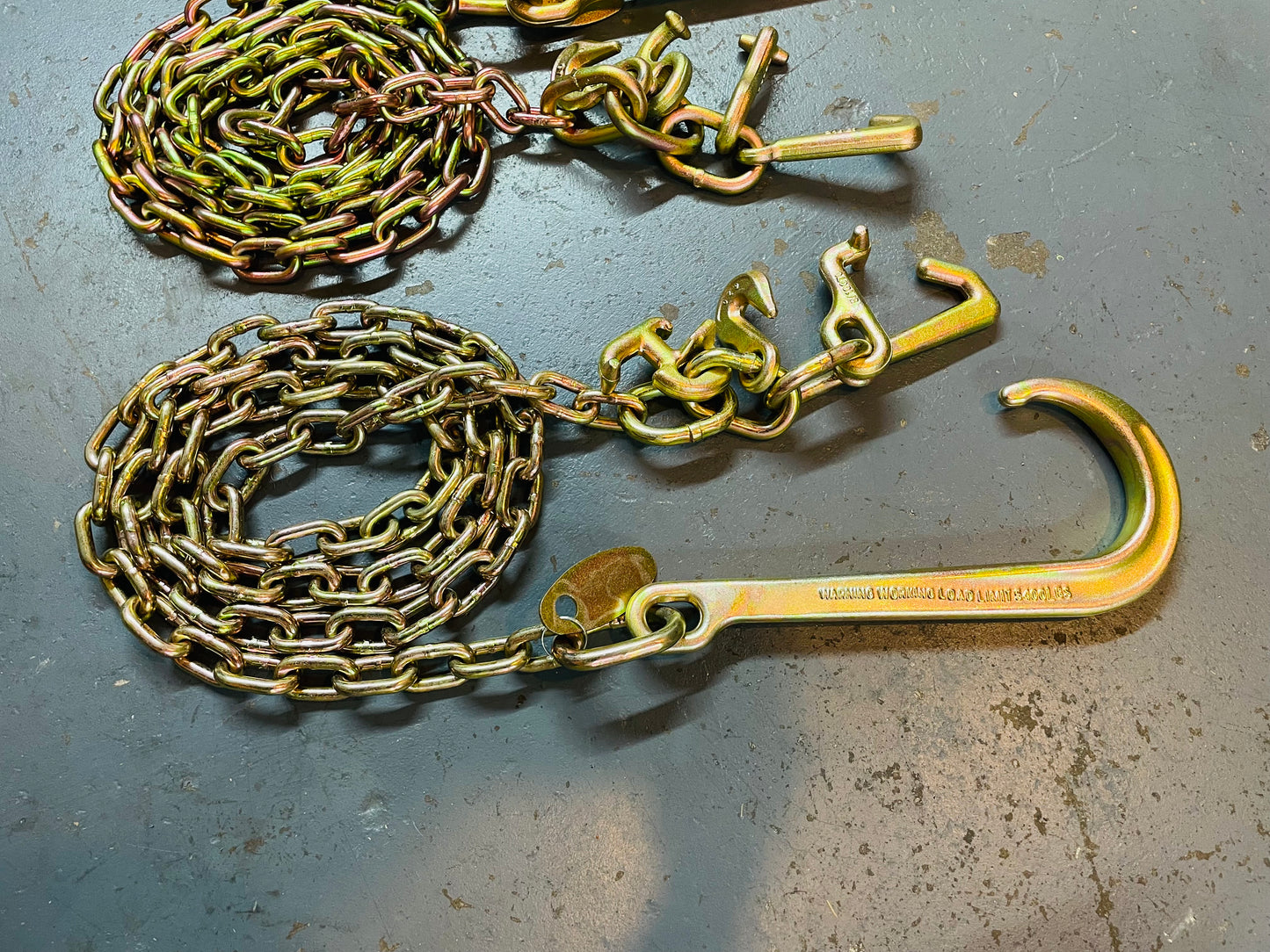 2 Pack of 5/16" X 8' Safety Chains with 15" J Hook and RTJ Cluster Hooks