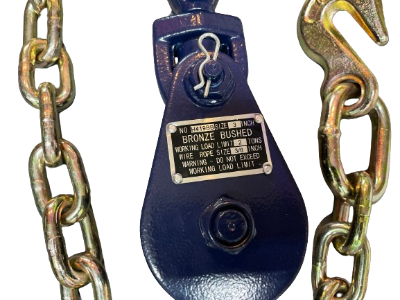 Snatch Block 2 ton w/ Shackle with Chain and Grab Hook Assembly