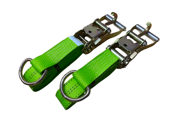 2 Pack of 2" X 10' Premium Webbing D Ring Straps with Finger Hook Ratchet Handles