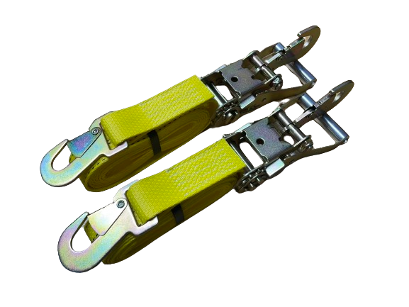 2 Pack of 2" X 10' Premium Webbing Snap Hook Straps with Snap Hook Ratchet Handles