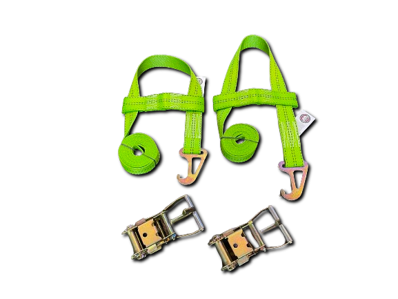 2 Pack of Premium Webbing Wheel Lift JerrDan Ratchet Strap Tie Downs