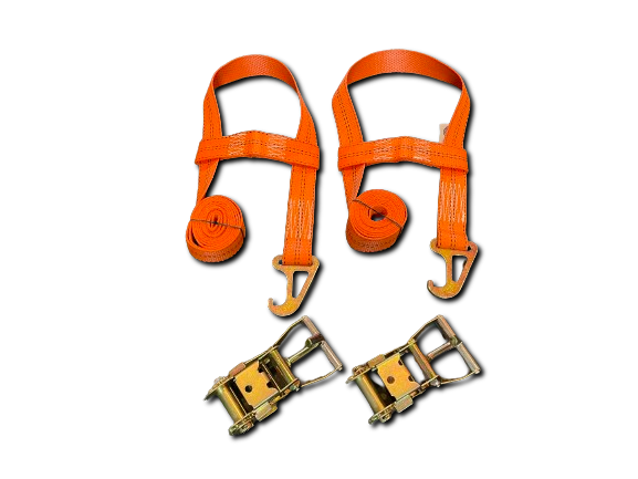 2 Pack of Premium Webbing Wheel Lift JerrDan Ratchet Strap Tie Downs