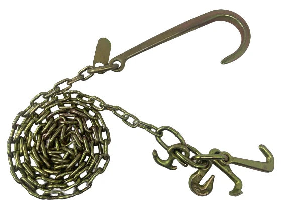 5/16" x 10' Tow Chain with Big 15" J / RTJ Cluster Hooks