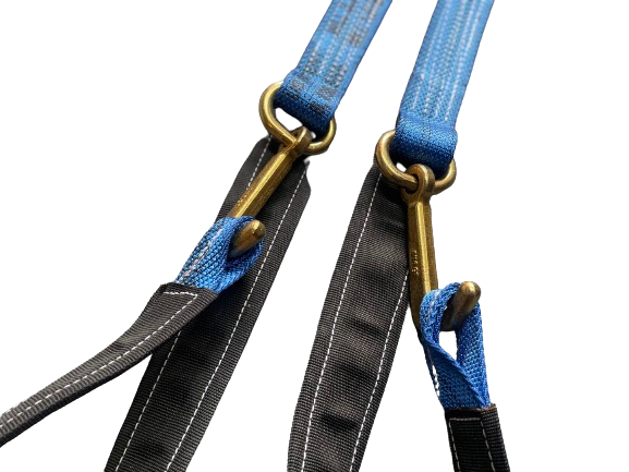 57" Tow V Strap Bridle with Sewn Loop Ends and Forged Mini J Hooks