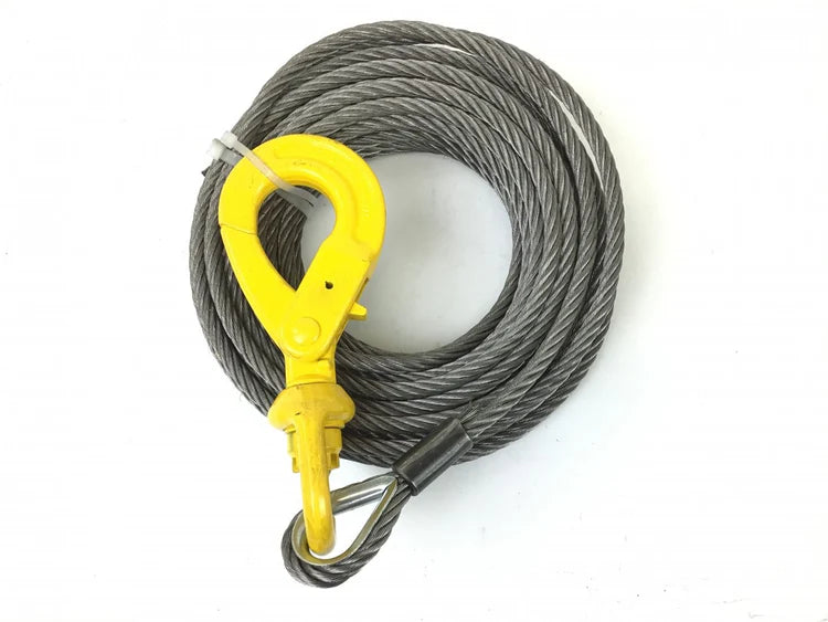 3/8 x 55' Winch Cable with Self Locking Swivel Hook