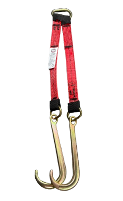 24" Premium Web Towing V-Bridle Strap with Big 15" Forged J-Hooks