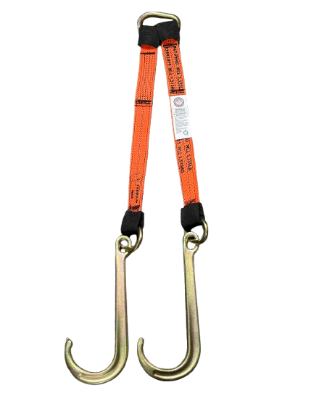 24" Premium Web Towing V-Bridle Strap with Big 15" Forged J-Hooks