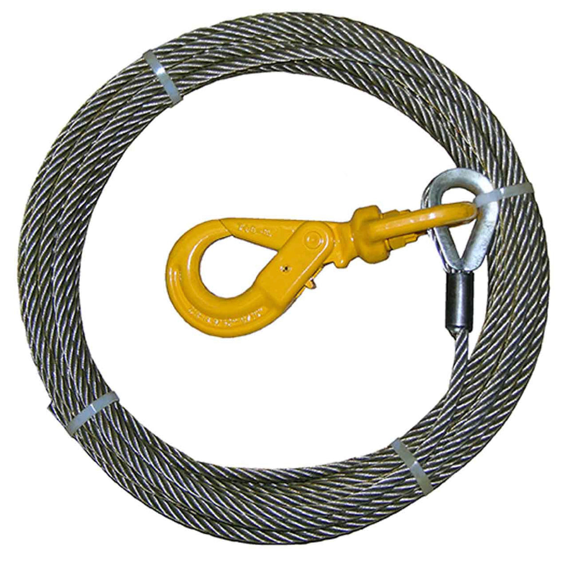 B/A Products 3/8 X 56’ Steel Core Winch Cable with Swivel Self locking hook