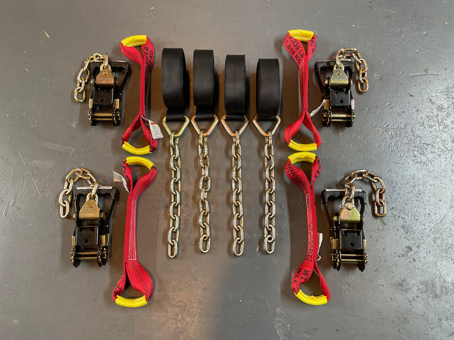 Heavy Duty 8 Point Tie Down Kit - Red / Black Combo