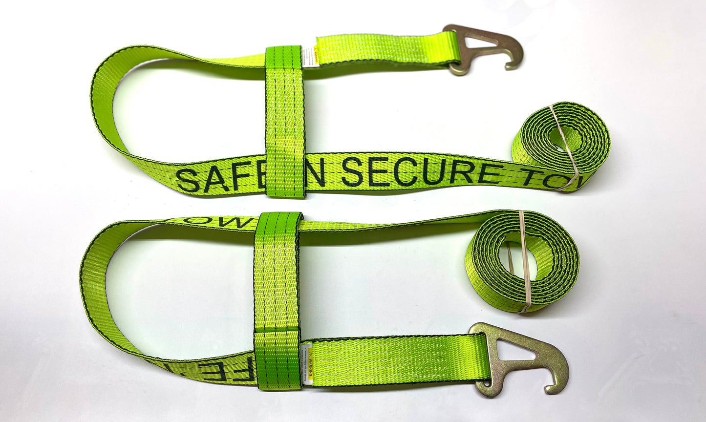 2 Pack Quick-Pick Wheel Lift Strap Jerr-Dan MPL Element Basket Heavy Duty Hi-viz TECNIC Webbing