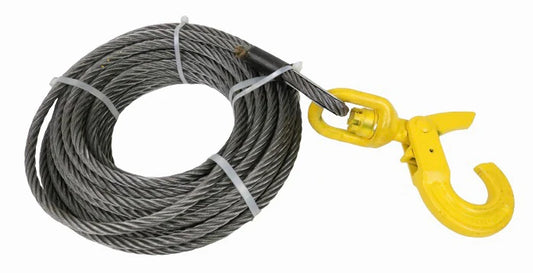 3/8 x 100' Winch Cable with Self Locking Swivel Hook