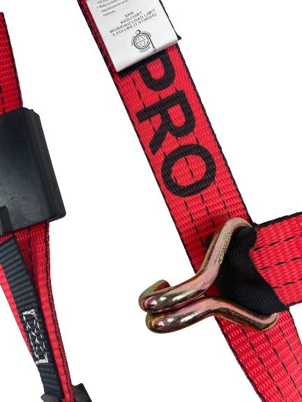 Red TECNIC PRO Ratchet Wheel Strap with Wire hooks