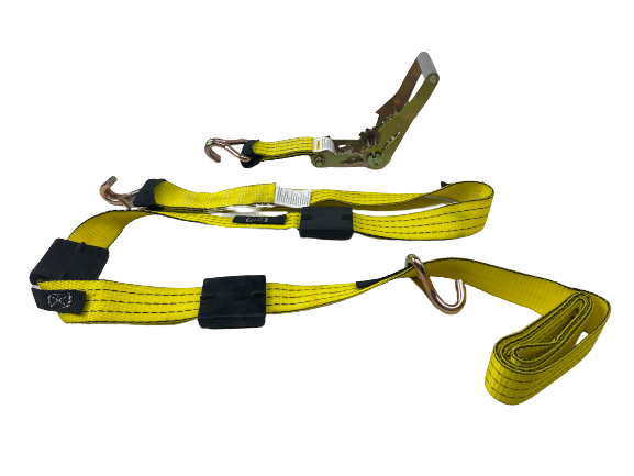 Yellow TECNIC 3-point Car hauler wire hook Ratchet wheel strap