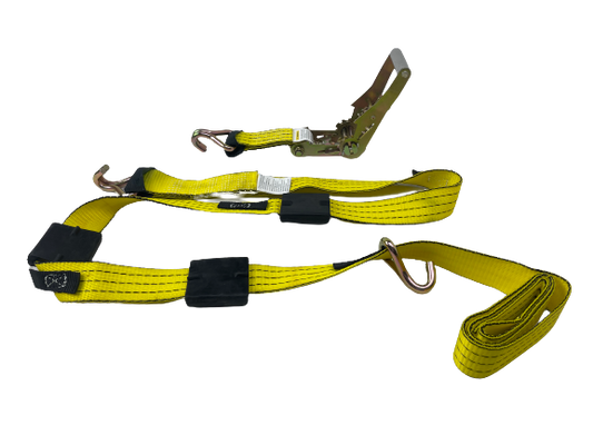 Yellow TECNIC 3-point Car hauler wire hook Ratchet wheel strap