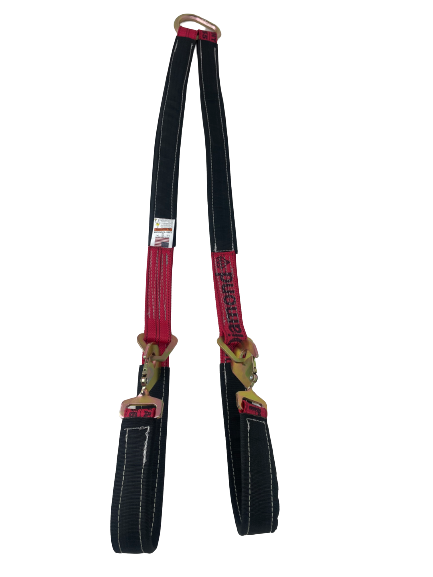 57" Diamond Weave Webbing Towing V-Bridle Strap with Twisted Snap Hooks & Delta Rings (reinforced)