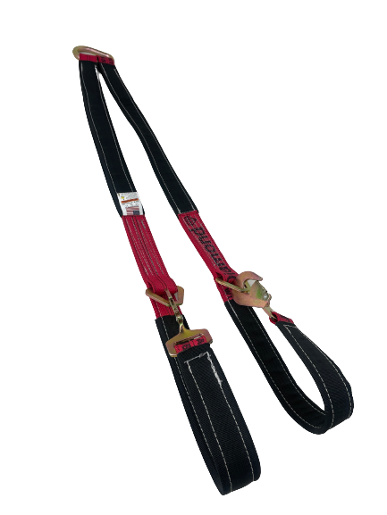 57" Diamond Weave Webbing Towing V-Bridle Strap with Twisted Snap Hooks & Delta Rings (reinforced)