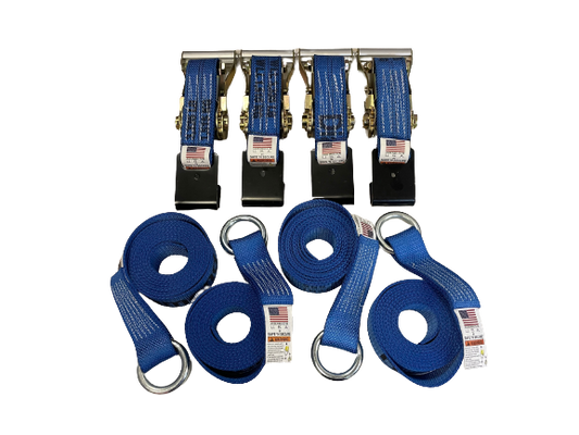 4PK Lasso Straps with Flat Hook Ratchets for Flatbed