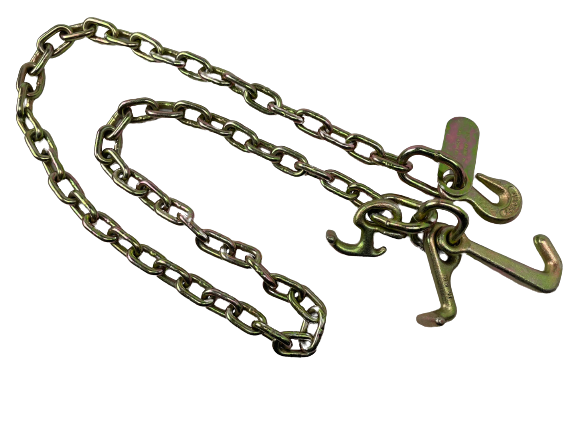 5/16" x 12' G70 Auto Transport FLATBED Chain with RTJ Cluster Hooks and Grab hook