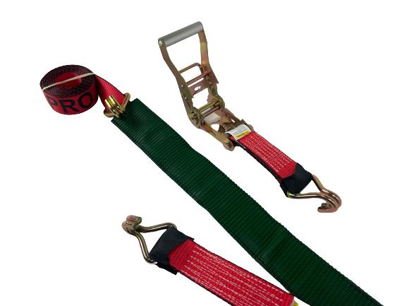 Red TECNIC PRO Ratchet Wheel Strap with Wire hooks and Low Profile Sleeve