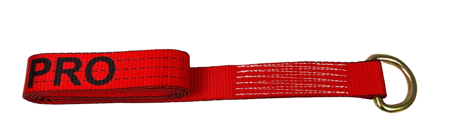 2" x 8' Red TECNIC PRO Webbing Wheel Lift Lasso Strap with Steel D-Ring