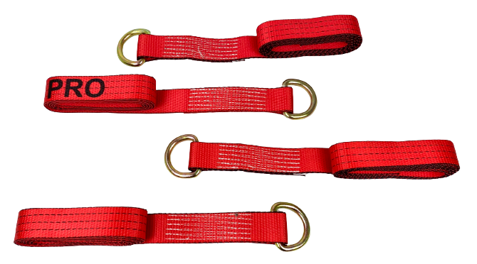 2" x 8' Red TECNIC PRO Webbing Wheel Lift Lasso Strap with Steel D-Ring
