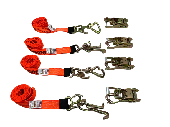 4PK 2" x 10' RTJ Diamond Weave Straps with Swivel-J Ratchets