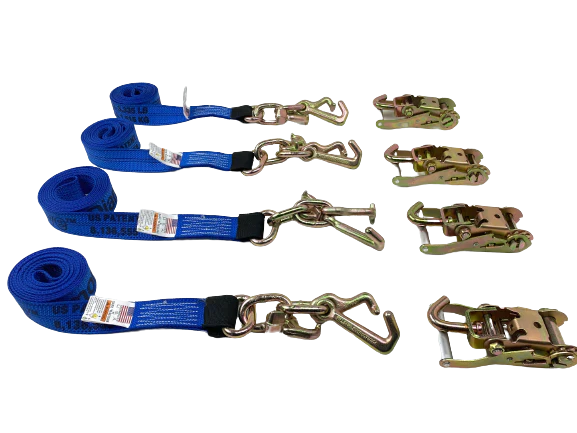 4PK 2" x 10' RTJ Diamond Weave Straps with Swivel-J Ratchets