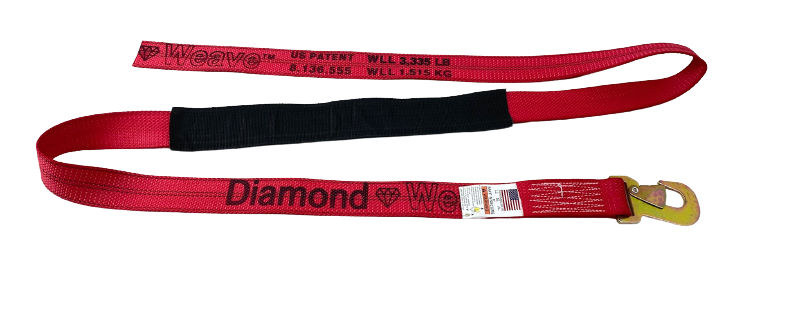 2" x 8' DIAMOND WEAVE Wheel Lift Strap with Flat Snap Hook