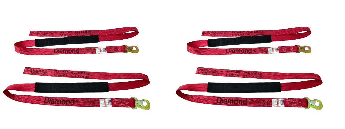 2" x 8' DIAMOND WEAVE Wheel Lift Strap with Flat Snap Hook