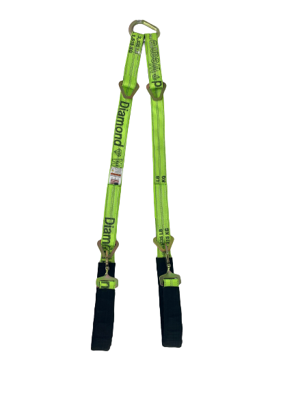 57" Diamond Weave Webbing Towing V-Bridle Strap with Twisted Snap Hooks & Adjustable length Delta Rings