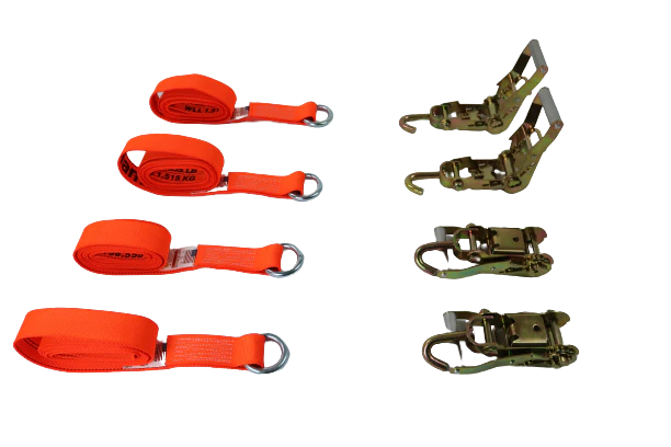 4PK Steel Ring Lasso straps with Swivel J Ratchets