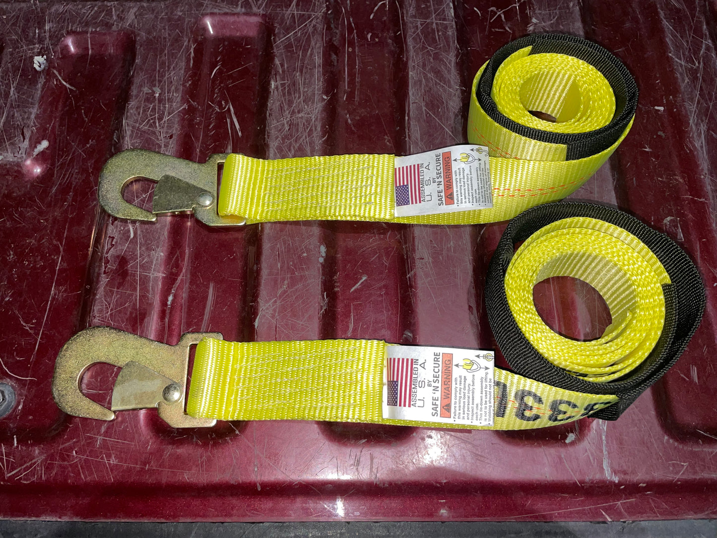 Yellow Wheel Lift Snap Hook strap w/ Codura sleeve 2" X 8'