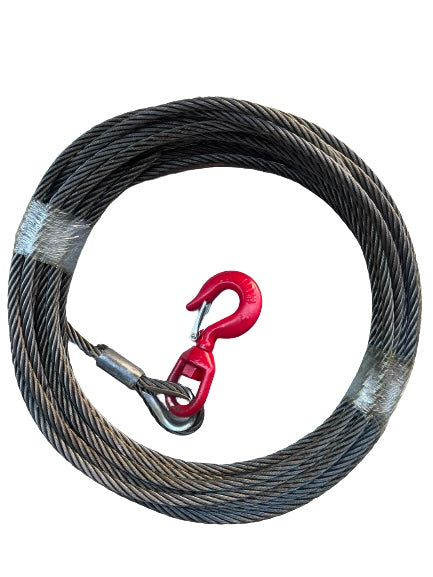 3/8 x 50' Fiber Core Winch Cable with Self Locking Swivel Hook / SALES TRIP