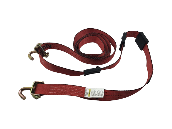 2" x 14' Red TECNIC SUV Webbing Wheel Strap with Swivel-J Hooks and Rubber Tread Grabs / SALES TRIP