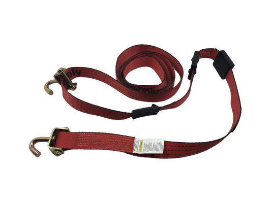 2" x 14' Red TECNIC SUV Webbing Wheel Strap with Swivel-J Hooks and Rubber Tread Grabs / SALES TRIP