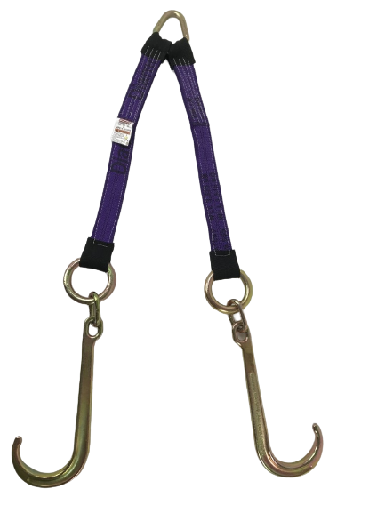 24" DIAMOND WEAVE Towing V-Bridle Strap with Big 15" Forged J-Hooks / SALES TRIP