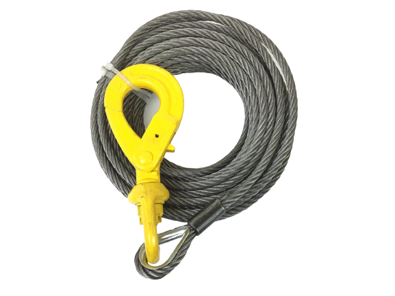 3/8 x 75' Fiber Core Winch Cable with Self Locking Swivel Hook - SALES TRIP
