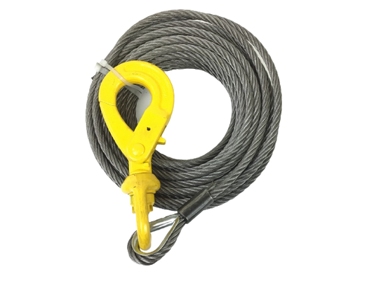 3/8 x 75' Fiber Core Winch Cable with Self Locking Swivel Hook - SALES TRIP