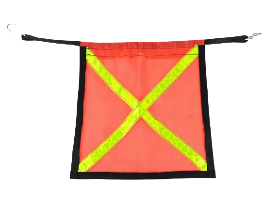 Single Safety Flag with Bungee Cord featuring a Reflective X and Reinforced Edge- Made in the USA