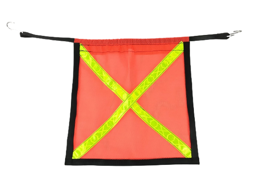 Single Safety Flag with Bungee Cord featuring a Reflective X and Reinforced Edge- Made in the USA