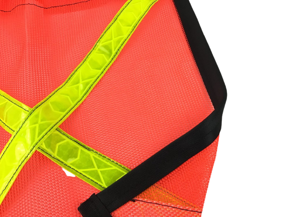 Single Safety Flag with Bungee Cord featuring a Reflective X and Reinforced Edge- Made in the USA