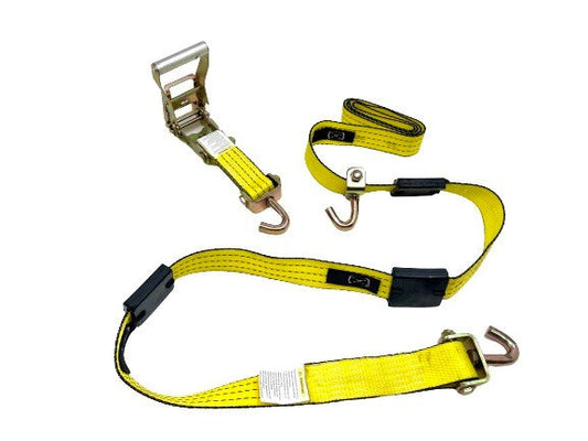 Yellow TECNIC Swivel-J Ratchet Wheel strap FULL 10 foot w Tread Grabs