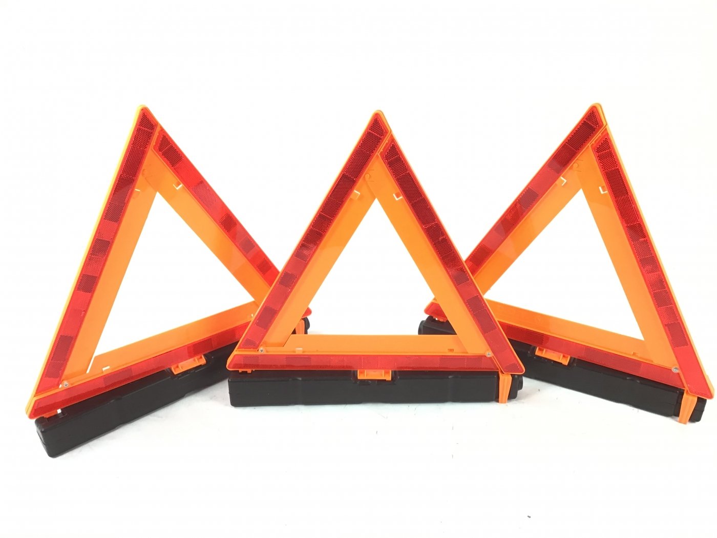 17.5 inch Warning Triangles (reflective)- 3 pack with storage box